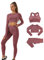 DONYKARRY Damen 3-teiliges Nahtloses Trainingsanzug Yoga Outfit Jogginganzug Set Freizeitanzug（Weinrot,L）