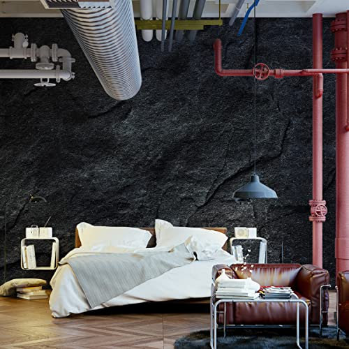 Wallepic Vlies Fototapete Wand Stein Steinoptik Grau Dunkel 312 x 219 Moderne Tapete XXL Beton Mauer Muster Wohnzimmer Schlafzimmer Büro Flur Wandtapete Mehrfarbig Abstrakt Br. 312 cm x Hö. 219 cm