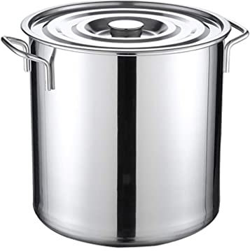 HOTTHWXX Olla de Gran Capacidad, Olla Profesional de Acero Inoxidable con Tapa, Olla Recta, Olla de inducción Pulida con Espejo, Adecuada para Varias Fuentes de Calor (Size : 30cm*30cm(18L))