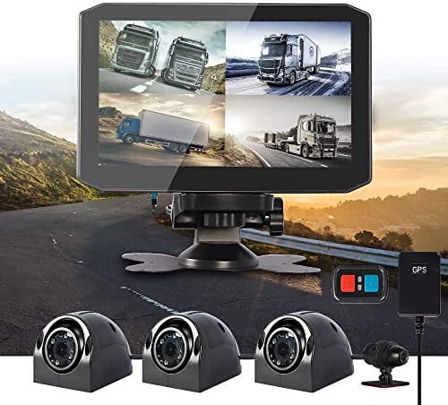 VSYSTO 4-Kanal-LKW-Dashcam 1080P Front-Rückfahrkamera 7,0-Zoll-Display mit GPS-Infrarot-Nachtsicht 360°-Fahrzeug-Rückfahrkamera DVR-Dashcam für LKW, große Vans, Wohnmobile