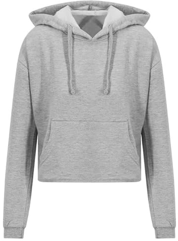 AWDis Just Hoods JH016 Ladies Cropped Hoodie - Heather Grey - S