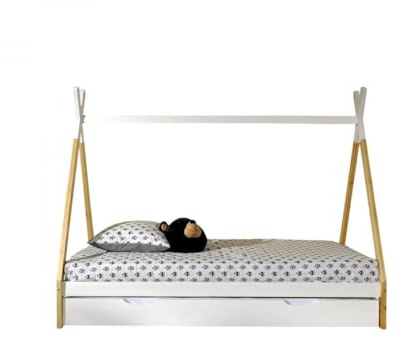 Vipack Bett, Kiefer, Holz und Weiß, 90 x 200 cm