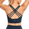 CRZ YOGA Damen Longline Sport-BH Ohne Bügel Gepolstert Bra Top Wirefree Padded Yoga Crop Tops Echte Marine M