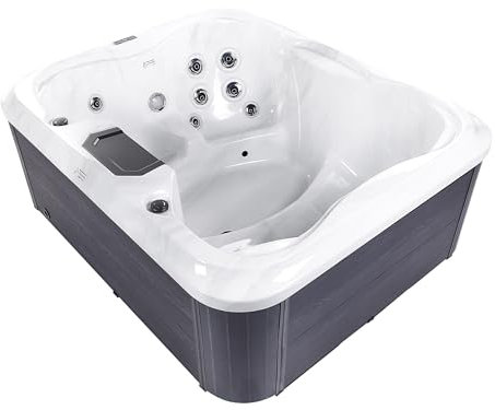 Luxus Outdoor Whirlwanne Spa für 4 Personen mit LED Regenschutz weiß Arcelia