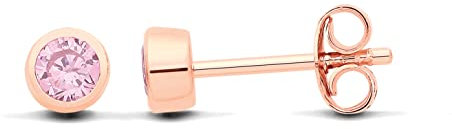 9ct Rose Gold on Silver Pink Tourmaline Stud Earrings - October Birthstone