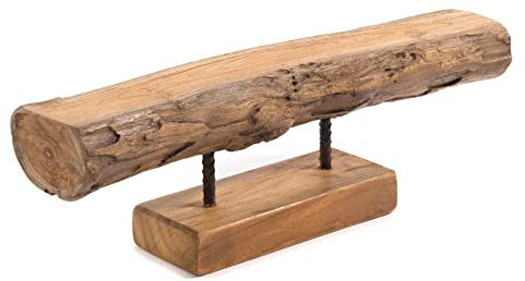 DESIGN DELIGHTS KERZENSTÄNDER Lumio | Mahagoni, 62x17x10 cm (LxHxT) | Rustikaler Kerzenhalter, Kerzenboard, Holzskulptur, Holzstamm, Dekoboard