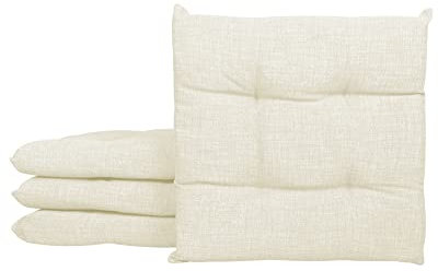 Il Gruppone Passione Casa Set 4/6 Cuscini Sedia con Lacci 4 Punti Cucina Imbottiti Spessore 6 Cm Prodotto Italiano 40 x 40 in Cotone Tinta Unita - Panna - 4 Pezzi