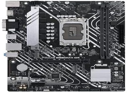 Asus PRIME B660M-K D4 - Scheda madre Intel B660 (LGA 1700) mATX con PCIe 4.0, due slot M.2, DDR4, HDMI®, D-Sub, Realtek 1 Gb Ethernet, USB 3.2 anteriore Gen 1, ASUS Lighting Control - Nero