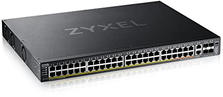Zyxel 48-Port GbE L3 Access PoE+ Switch with 6x 10G Uplink (960 W) [XGS2220-54FP] | 48x Gigabit PoE + 2x 10G PoE + 4x 10G SFP+ Ports, PoE Total Budget 960W, Smart Fan Design, Layer 3 Management, NebulaFlex