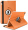 MOBISTAR Étui fin en cuir pour iPad Air 4e génération 2020 11,9, iPad Air 4, rotation à 360°, fonction veille/réveil automatique (orange)