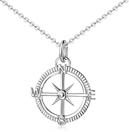 Materia Damen Kette Silber 925 mit Anhänger Kompass rhodiniert KA-516-K142