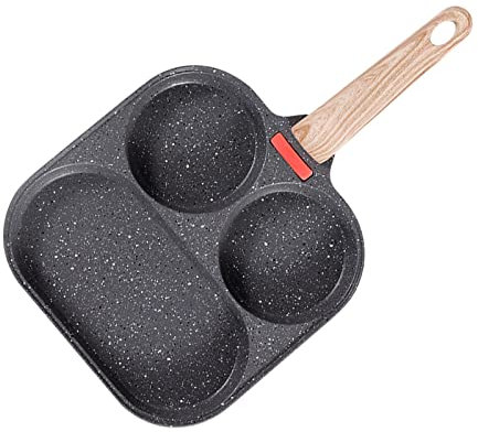 Qianly 3 in 1 Antihaft Pfanne Omelettpfanne Antihaft Kochgeschirr 3 Teilig Unterteilt Pfanne Küchenwerkzeug Ei Bratpfanne für, Holzgriff