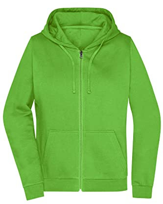 James & Nicholson Damen Basic Kapuzen-Sweatjacke - Leicht taillierte Sweatjacke mit Kapuze | Farbe: Lime-Green | Grösse: S