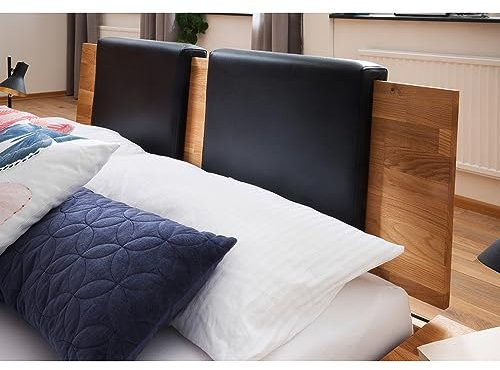 Lomadox Schlafzimmer Rückenkissen 2er Set für Bett Schlafzimmerbett Doppelbett Ehebett aus Kunstleder in schwarz, B/H/T: ca. 50/40/9 cm