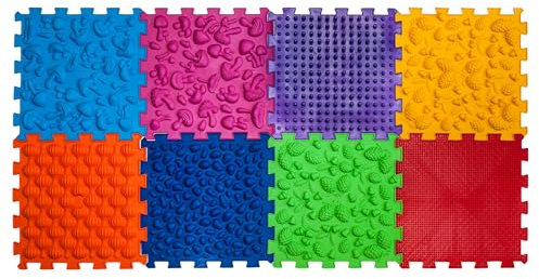 Funny-Steps Orthopädische Sensorische Boden spielmatten für Kinder Super Mix (8 Puzzle Waldweg)