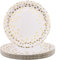TOPWAYS Disposable Paper Plates, 7inch 50 Pcs White Champagne Gold Dot Large Paper Plates Party Tableware Dinnerware Disposable Dish Platess for Weddings Birthday Engagement Christmas BBQ Picnics