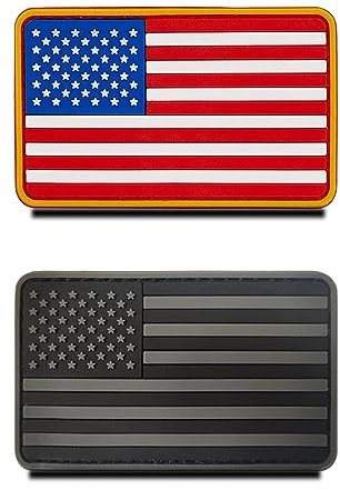 2 Pezzi 3D PVC Gomma Bandiera del Americana Stati Uniti d'America Emblema Nazionale Gancio Toppa
