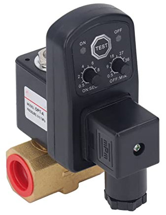 SEAFRONT Elektronisches Zeitgesteuertes Ablassventil, Messingventil, Lufttank-Wasser-Feuchtigkeits-Ablassventil für Luftkompressor (DC24V, Gold)