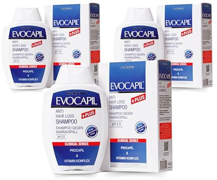 Evocapil - Haar Vitamine - 3x 300ml Haarshampoo mit Keratin, Biotin, Protein und Aminosäuren - Für Anwendungen nach Haartransplantationen - schützt und pflegt das Haar