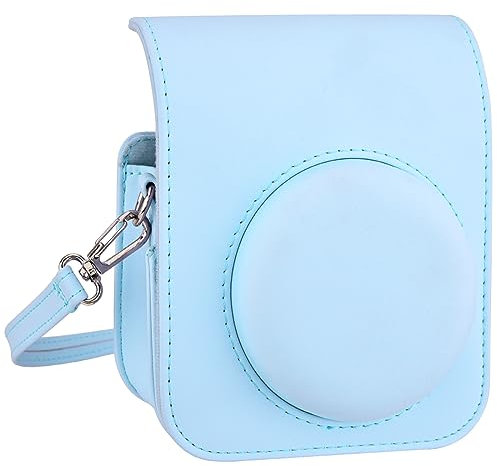 Sunmns Mini 12 Instant Camera Case, PU Leather Protective Compact Case Compatible with Instax Mini 12 Instant Camera (Pastel Blue)