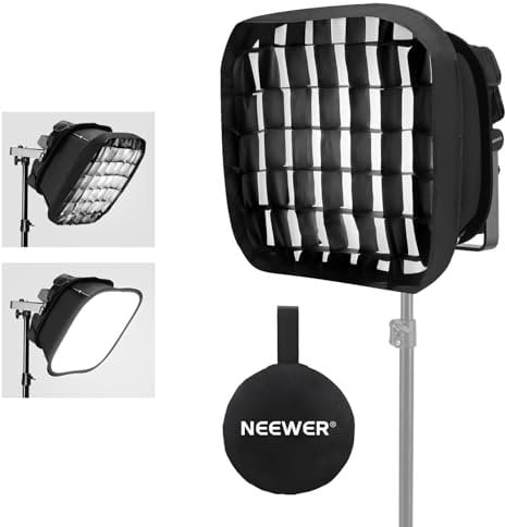 Neewer Softbox Diffuser for RGB1200 LED Video Light Panel,16.5x14.6/42x37cm Foldable with Honeycomb Grid, Strap & Bag for Photo Studio Portrait Video Recording Photography Lighting Control, NS1S