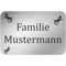 INDIGOS UG - Namensschild - Gecko - 100x50 mm Aluverbundplatte Edelstahllook 3 mm - individuell personalisiert mit Wunschtext, Namen, Familienname, Firma - Briefkasten - Haustür