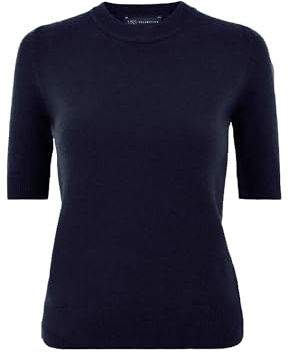 Ex M&S Short Sleeve Knitted Top for Women - Crew Neck Regular Fit Womens Jumper - Ladies Casual Crop Top Navy