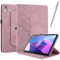 Netany Rotating Custodia per Lenovo Tab P11 (2Nd Gen, 11.5 Pollice), con penna PU Pelle Flip Cover, con portapenne Supporto Rotazione 360 Protettiva Cover - Oro Rosa