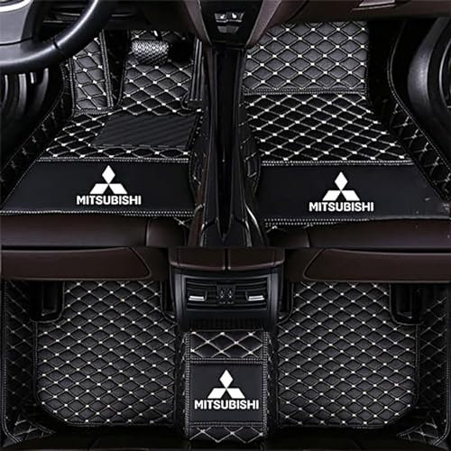 GENTRE Nach Maß Auto Fußmatten für Mitsubishi Eclipse Cross 2021 2022 2023,All Weather Luxus PU Leder Teppich Wasserdicht Anti-Rutsch Automatten Volle Abdeckung Schutz,B-Blackbeige