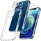 FLLAO 4 en 1 Funda para iPhone 12 con 2 Protector Pantalla y 1 Protector Lente Cámara, [Almohadilla de Aire integrada] Antigolpes Antiarañazos Carcasa 6,1 Pulgadas, Transparente
