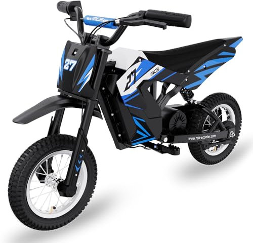 RCB TECH R9X Elektro Motorrad Kinder, Elektromotorrad mit Leistungsstarker Motor, 3 Geschwindigkeitsmodus, Max 25km/h，Reichweite 15KM, 12 Zoll Luftreifen, Moto Crossbike Kinder ab 6-12Jahren
