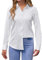 siliteelon Women Shirt Easy Iron White Shirts for Women Regular Fit Work Office Business Executive Caual Ladies Shirts,L