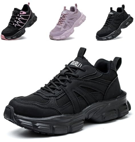 Ayqyc Sicherheitsschuhe Arbeitsschuhe Damen Leicht Stahlkappenschuhe Sportliche Atmungsaktiv rutschfeste Schutzschuhe Schwarz EU 40