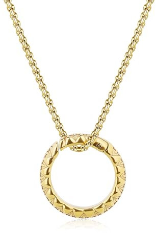 GAVU Herren goldenem Ringanhänger Halskette mit Edelstahlkette Surferkette für Männer 55cm