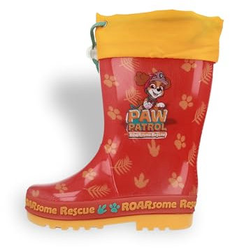 Kids2Go PawPatrol Dino Rescue Stivali da pioggia in arancione con coulisse regolabile nelle taglie 23-27, Colore: arancione., 26 EU