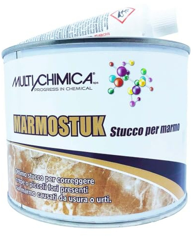 Multichimica Marmostuk Stucco per Marmo in Pasta Ideale per Correggere Piccoli Fori e Crepe Paglierino Semi Rigido non Cola