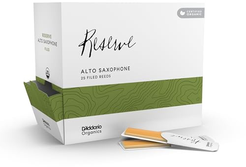 D'Addario Organic Reserve Alto Sax Reeds Strength 2.0, 25-Pack | Organic Reserve alto sax reeds deliver refined tone, precise response, consistent strength and reliable performance.