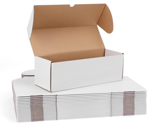 RLAVBL 25 Stück weiße Versandkartons mit den Maßen 30,5 x 10,2 x 10,2 cm für den Versand von kleinen Gegenständen, Spielzeug und Geschenken