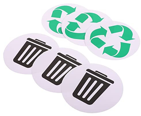 LABRIMP 6pcs Garbage Classification Sign Stickers Recycle Bin Stickers Adhesive Trash Can Labels for Waste Sorting
