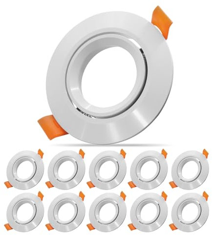 JOYINLED 10 Stück Decken-Einbaurahmen Einbaurahmen weiß matt (LED/Halogen/MR16/50mm) inkl. GU5.3 Fassung
