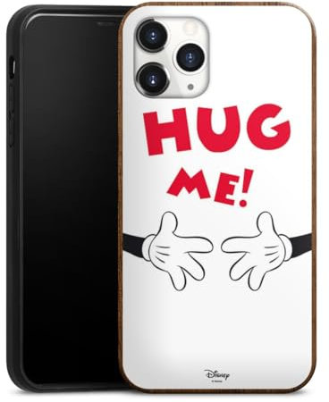 Holz Case kompatibel mit Apple iPhone 11 Pro Walnuss Handyhülle Echtholz Hülle Mickey Mouse Disney Offizielles Lizenzprodukt