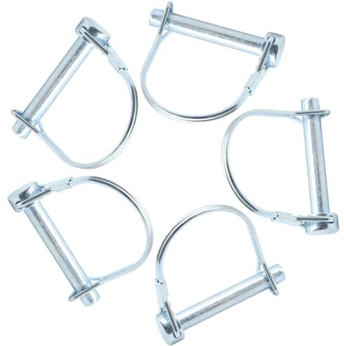 Ruidee 5 Stück Klappsplinte 8x50mm Karbonstahl Sicherungsbolzen Rohrklappsplinte mit Rastverschluss Rundem Bügel für Landwirtschaft Garten Bauernhof-Anhänger(DDX/8x50mm)