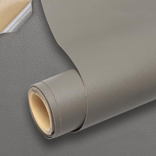 Kunstleder Selbstklebend, Leder Patch Selbstklebend, 60 * 200cm Leder Reparatur Patch PU Lederreparaturband für Sofas, Handtaschen, Jacken, Autositze, Möbel (Grau)