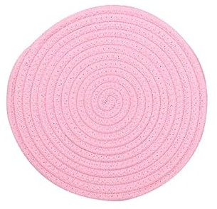 Hrlace Dessous de plat en fil de coton antidérapant élégant - Résistant à la chaleur - Sets de table ronds tressés pour la cuisine et la pâtisserie - 1 pièce - Rose - 24 cm