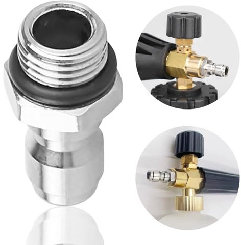 1 Pcs 1/4 Pressure Washer Adapter, M14x1.5 mm Male Thread Quick Release Connector, Stainless Steel Snow Foam Lance Adapter, Sprayer Coupler Connecting Parts Soap Dispenser Compatible Fittings