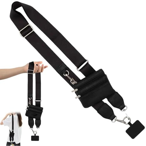 Phone Strap With Zippered Pouch Phone Lanyard Crossbody Clip and Go Phone Strap With Wallet Pouch for Cell Phone Anti Theft Phone Strap