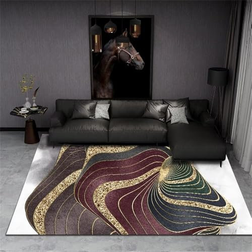 Kunsen Zimmer Teppich Teppich modern Design elegant Traditionelles Farbdruckdesign Klassisches Muster Wohnzimmerteppich Antifouling deko Zimmer Tumblr 100X160CM