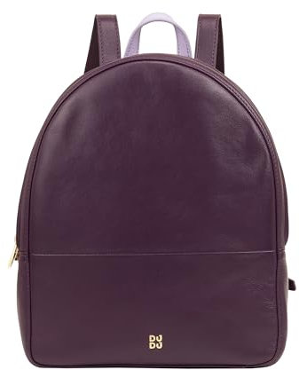 DUDU Rucksack Damen Bunt Sommerlich aus weichem Leder Rucksack Multicolor mit doppeltem Reißverschlussfach Deep Purple