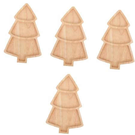PRETYZOOM 4 Pz Vassoio a Forma di Albero di Natale Piatto a Forma di Albero di Natale Vassoio da Portata Piatti a Forma di Albero di Natale Piatti da Dessert Piatto di Legno Quercia