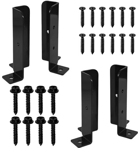 4Pcs Deck Post Brackets Adjustable Heavy Duty Wood Fence Pergola Post Base Brackets Kit, Fits 1.5x1.5, 2x2, 2x4, 4x4 Posts, Durable Deck Post Anchor Support for Deck Railing Mailbox, Pergola Repair